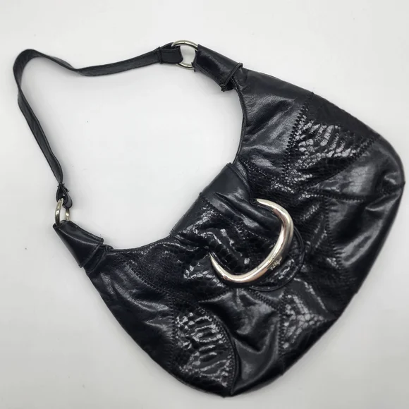 Vintage Fiorelli Black Y2K Patchwork Vinyl Shoulder Bag - Picture 2 of 16